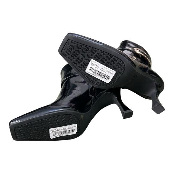 NWOB Gb Gianni Bini Sz 8M Face-Card Patent Oversized Buckle Heeled Bootie Black - Picture 12 of 16